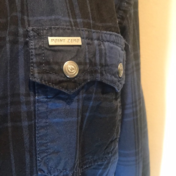 “POINT ZERO” Blue Plaid Men’s Shirt. - Picture 5 of 11